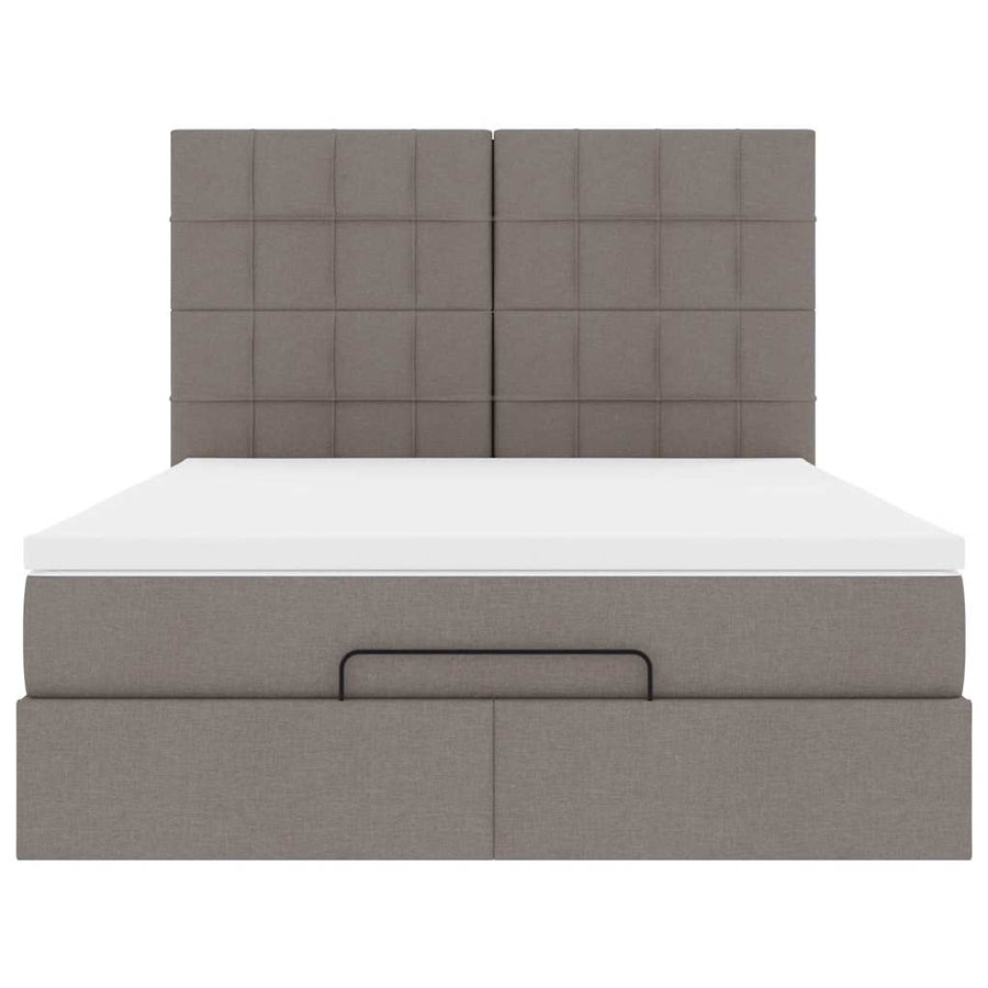 Ottoman bed met matras en LED's 140x200cm stof taupe
