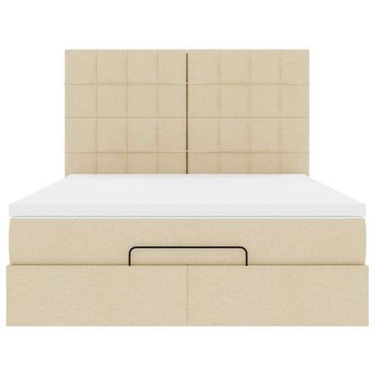 Ottoman bed met matras en LED's 140x200cm stof crèmekleurig