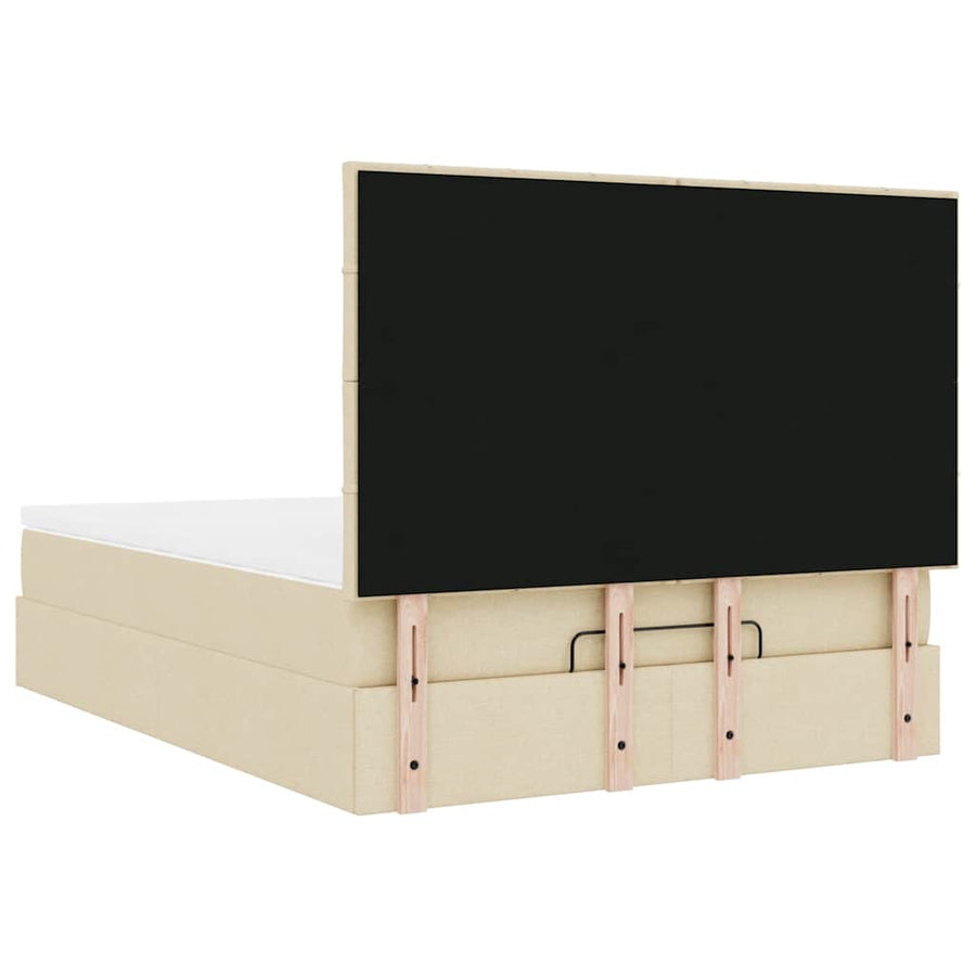 Ottoman bed met matras en LED's 140x200cm stof crèmekleurig