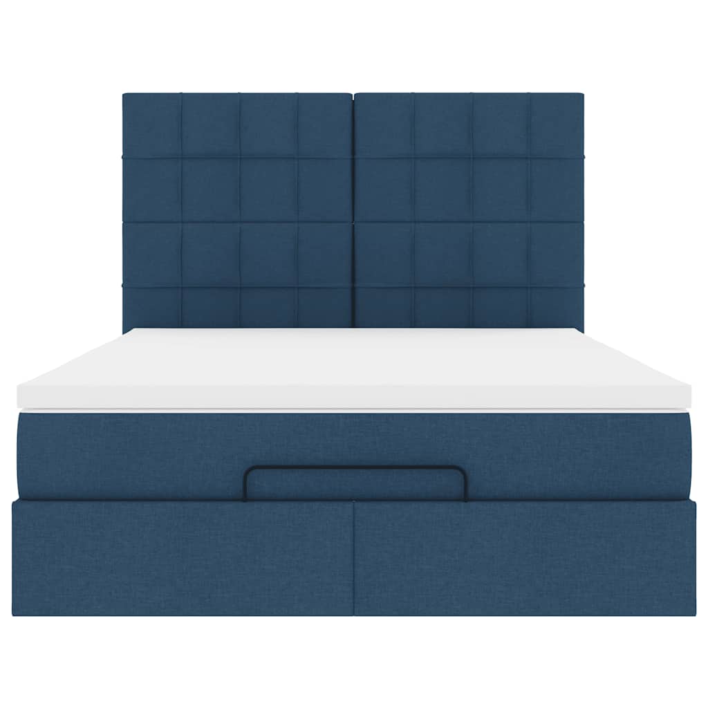Ottoman bed met matras en LED's 140x200cm stof blauw