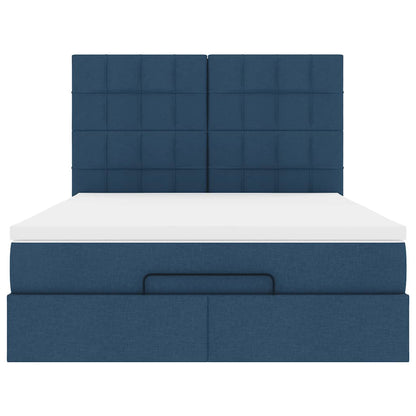 Ottoman bed met matras en LED's 140x200cm stof blauw