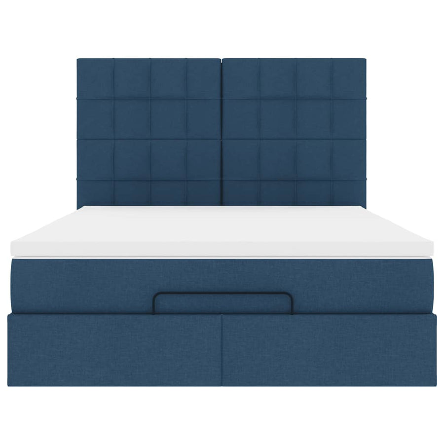 Ottoman bed met matras en LED's 140x200cm stof blauw