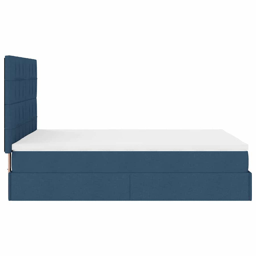 Ottoman bed met matras en LED's 140x200cm stof blauw