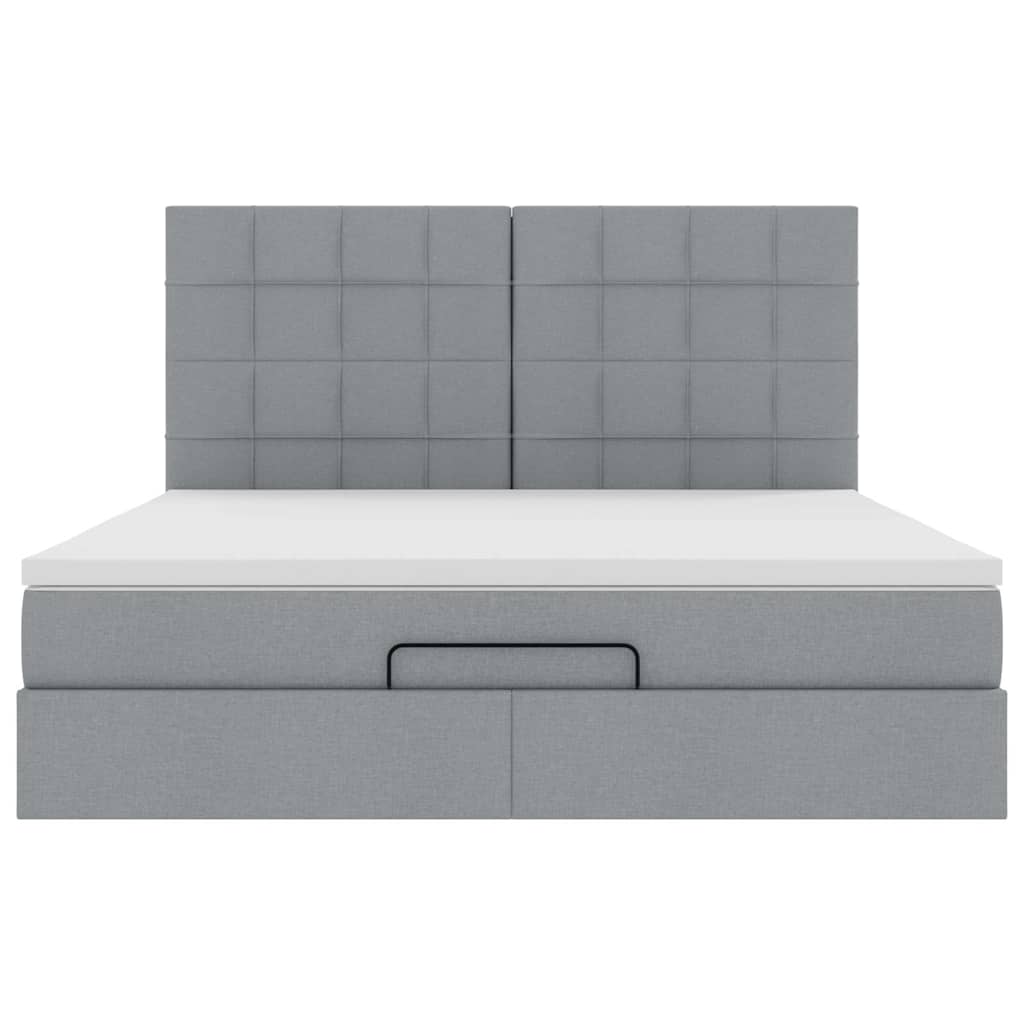 Ottoman bed met matras en LED's 160x200cm stof lichtgrijs