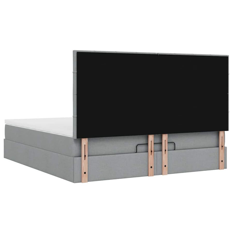 Ottoman bed met matras en LED's 160x200cm stof lichtgrijs