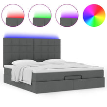 Ottoman bed met matras en LED's 160x200cm stof donkergrijs