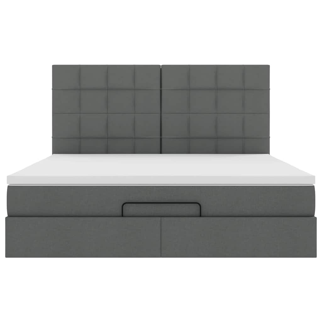 Ottoman bed met matras en LED's 160x200cm stof donkergrijs