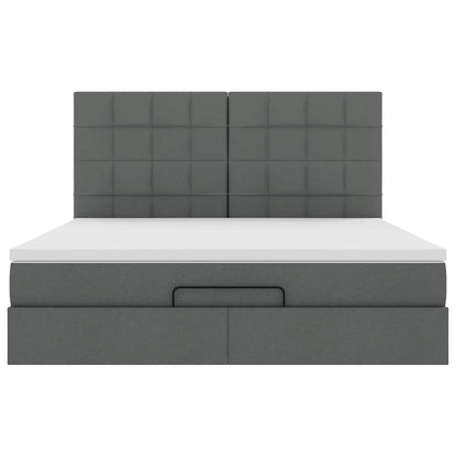 Ottoman bed met matras en LED's 160x200cm stof donkergrijs