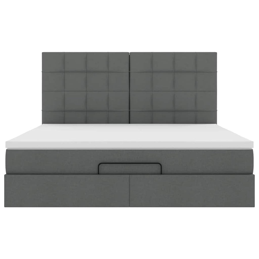 Ottoman bed met matras en LED's 160x200cm stof donkergrijs