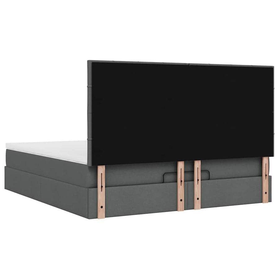 Ottoman bed met matras en LED's 160x200cm stof donkergrijs