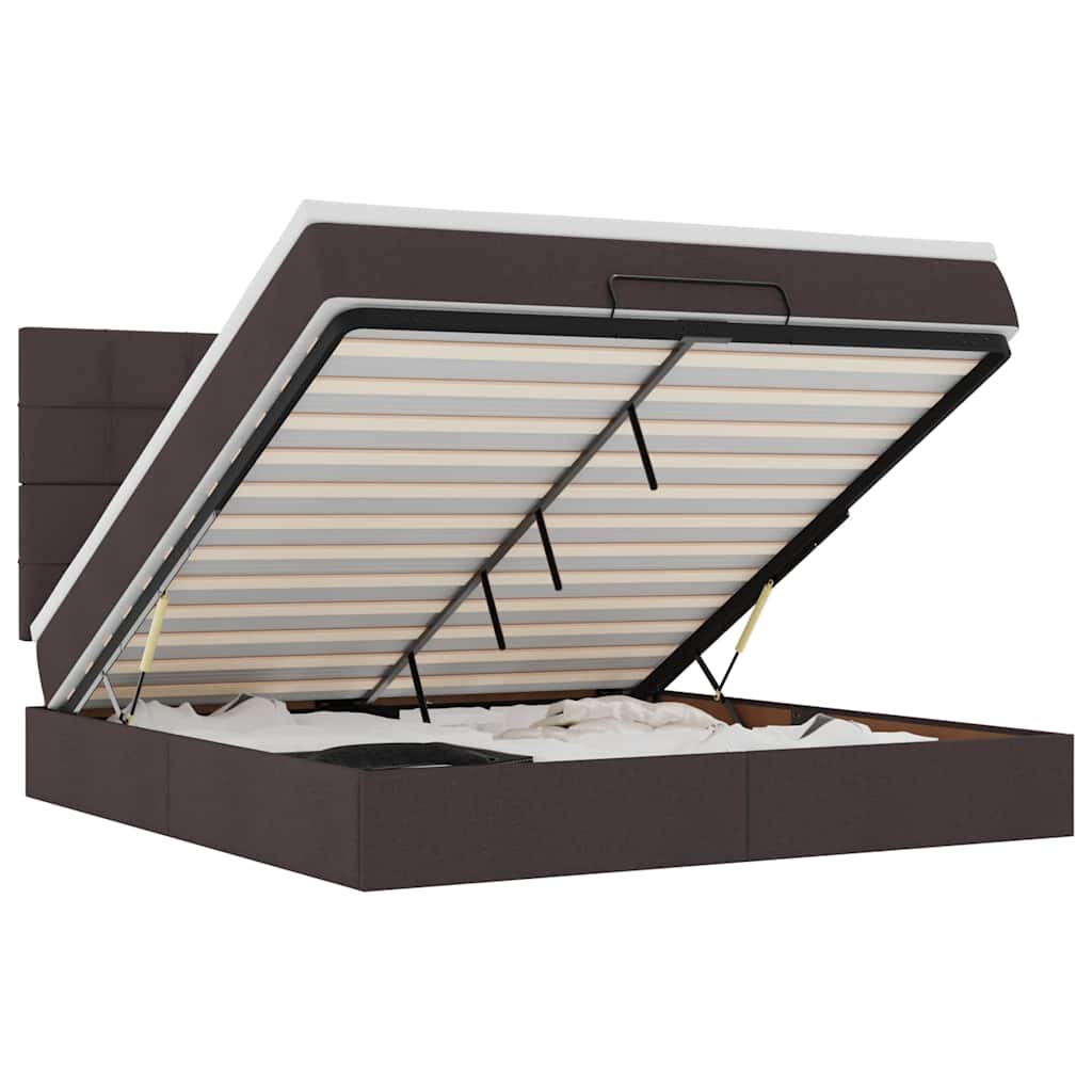 Ottoman bed met matras en LED's 160x200cm stof donkerbruin