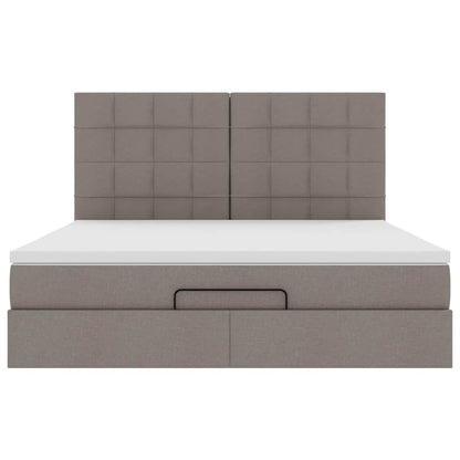 Ottoman Bed Met Matras En Led's 160X200Cm Stof 160 x 200 cm Taupe