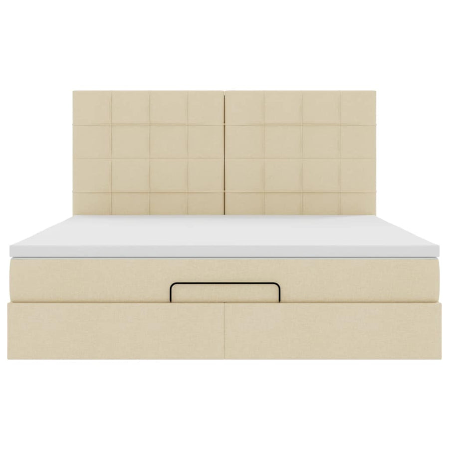 Ottoman bed met matras en LED's 160x200cm stof crèmekleurig