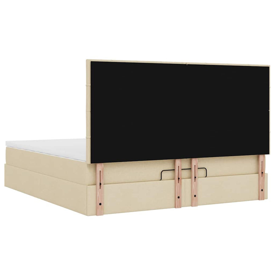 Ottoman bed met matras en LED's 160x200cm stof crèmekleurig