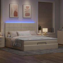 Ottoman bed met matras en LED's 160x200cm stof crèmekleurig