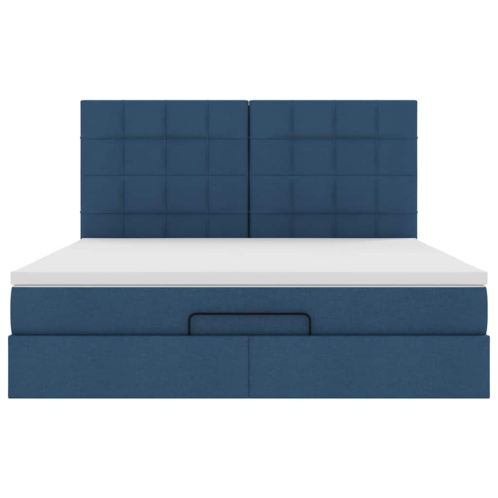 Ottoman bed met matras en LED's 160x200cm stof blauw