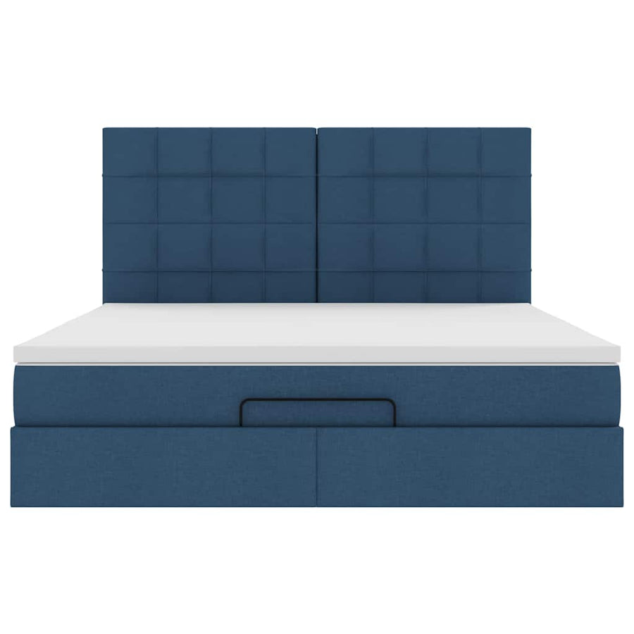 Ottoman bed met matras en LED's 160x200cm stof blauw
