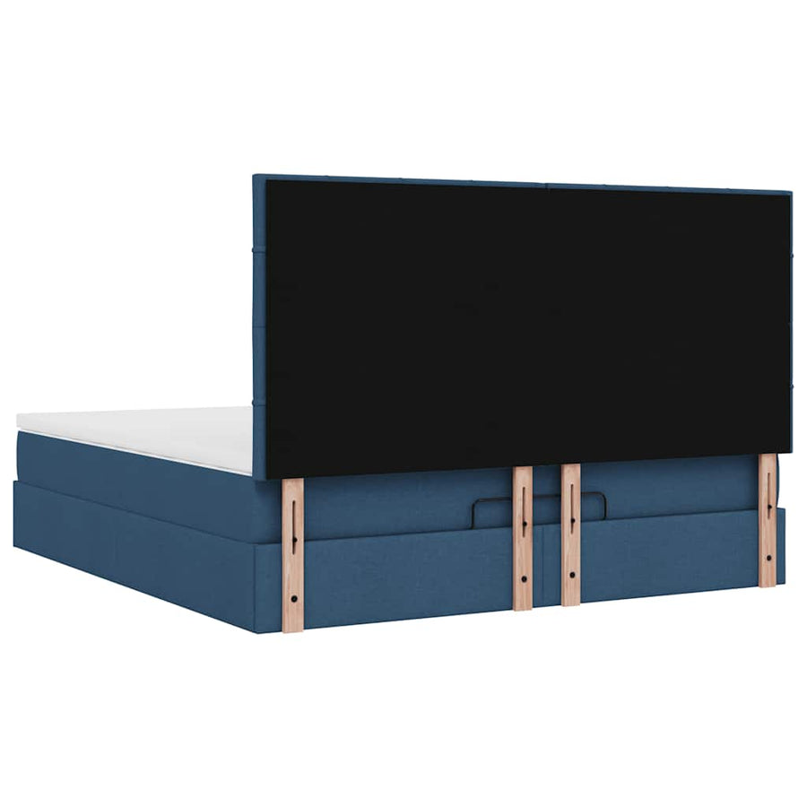 Ottoman bed met matras en LED's 160x200cm stof blauw