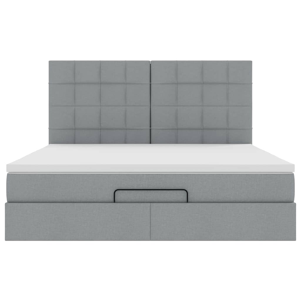 Ottoman bed met matras en LED's 180x200cm stof lichtgrijs