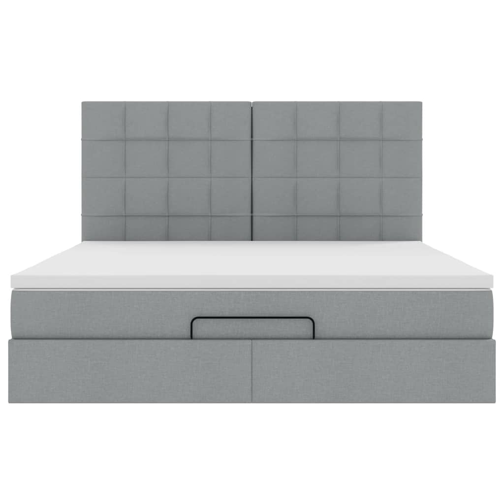 Ottoman bed met matras en LED's 180x200cm stof donkergrijs