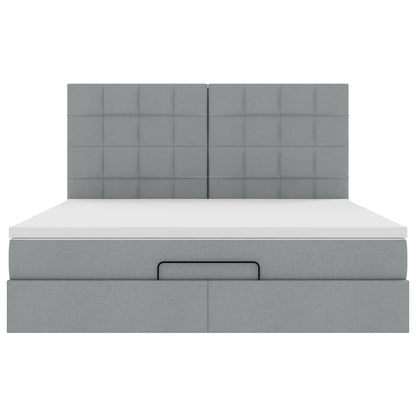 Ottoman bed met matras en LED's 180x200cm stof donkergrijs