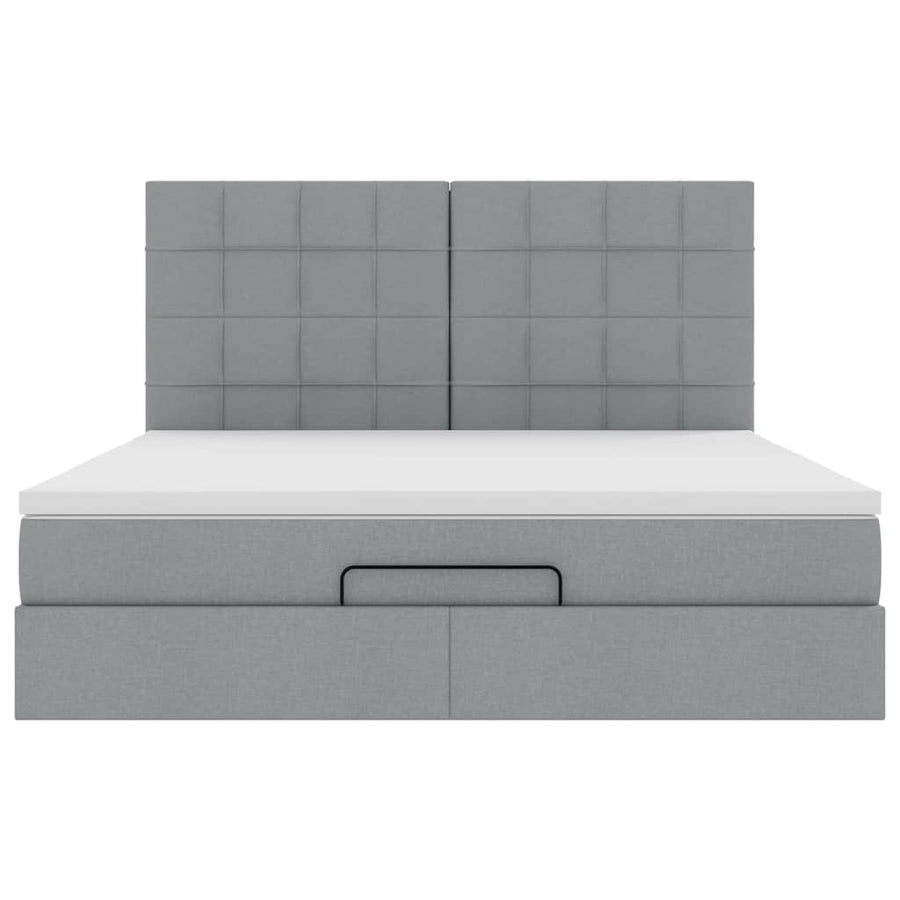Ottoman bed met matras en LED's 180x200cm stof donkergrijs