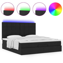 Ottoman bed met matras en LED's 180x200cm stof zwart