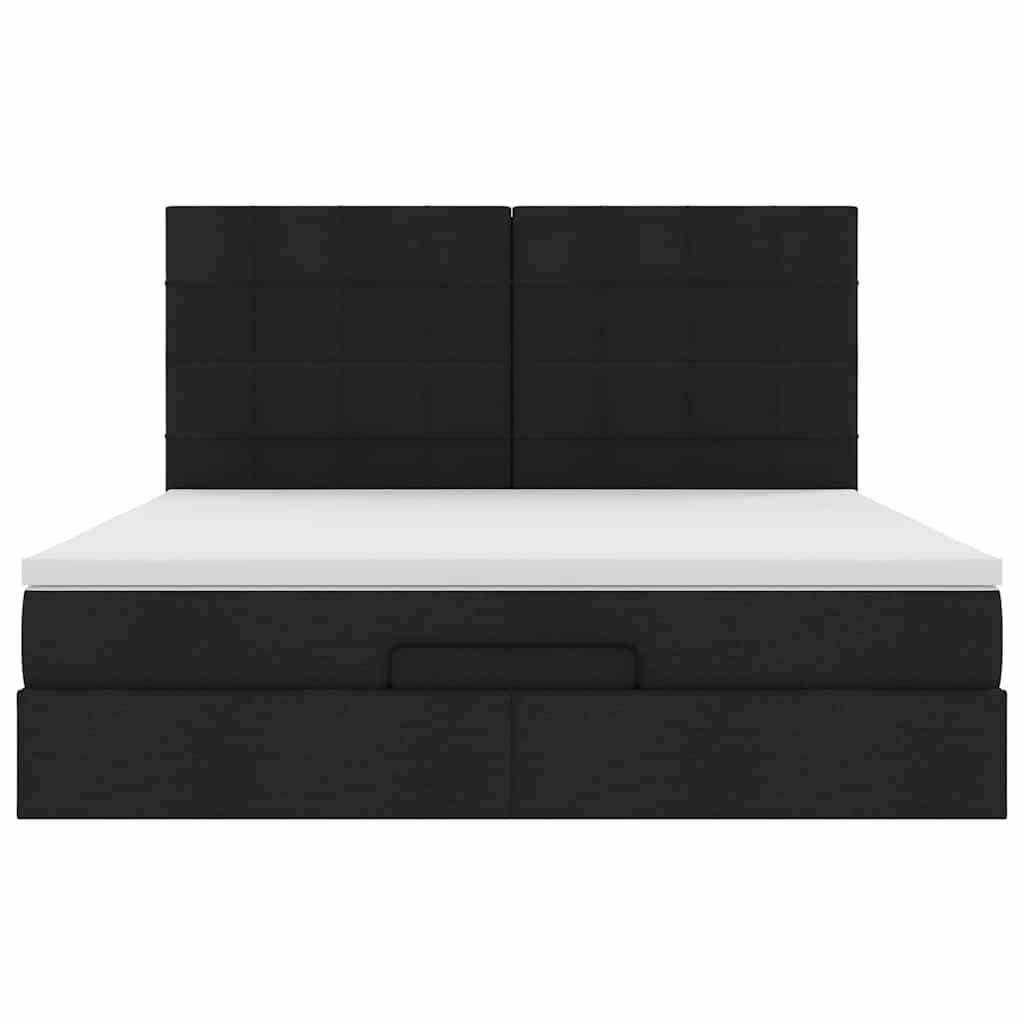 Ottoman bed met matras en LED's 180x200cm stof zwart
