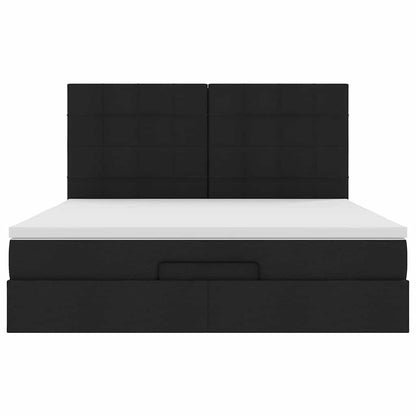 Ottoman bed met matras en LED's 180x200cm stof zwart