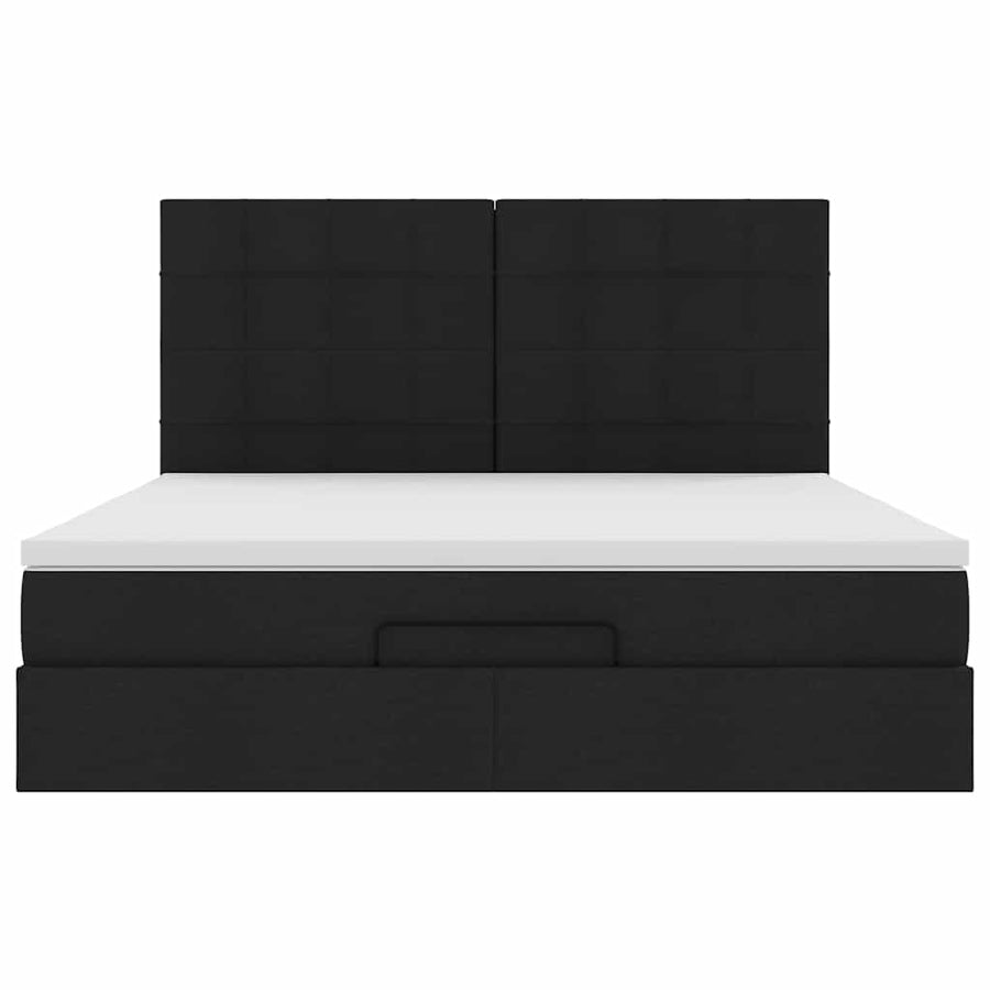 Ottoman bed met matras en LED's 180x200cm stof zwart