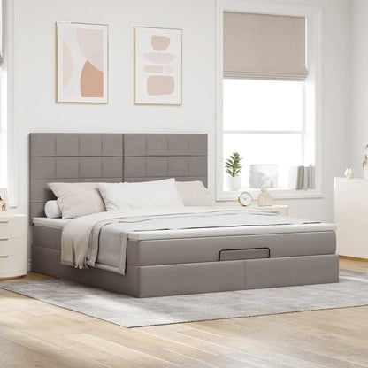 Ottoman bed met matras en LED's 180x200cm stof taupe