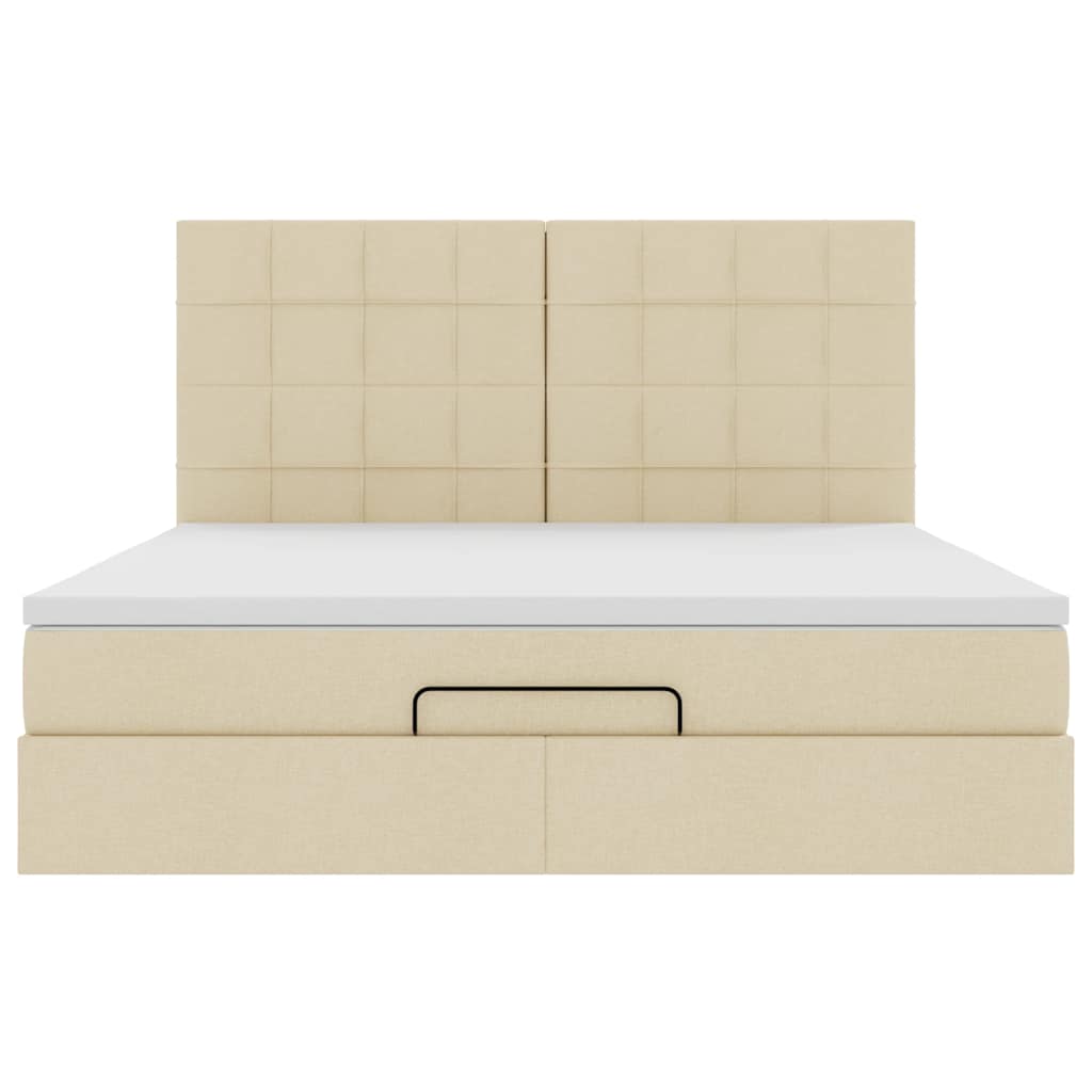 Ottoman bed met matras en LED's 180x200cm stof crèmekleurig