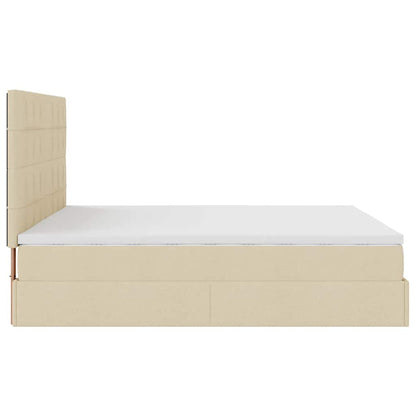 Ottoman bed met matras en LED's 180x200cm stof crèmekleurig