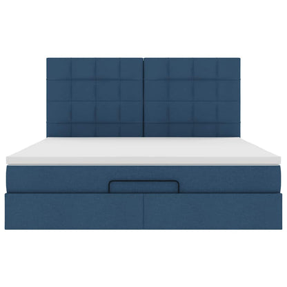 Ottoman bed met matras en LED's 180x200cm stof blauw