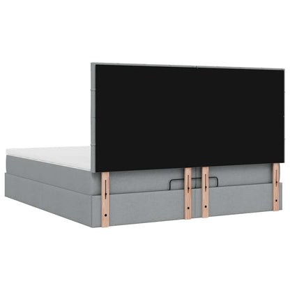 Ottoman bed met matrassen en LED's 200x200cm stof lichtgrijs