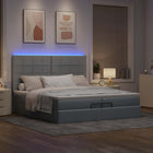 Ottomaans bed 200x200 cm stof lichtgrijs met opbergruimte en LED