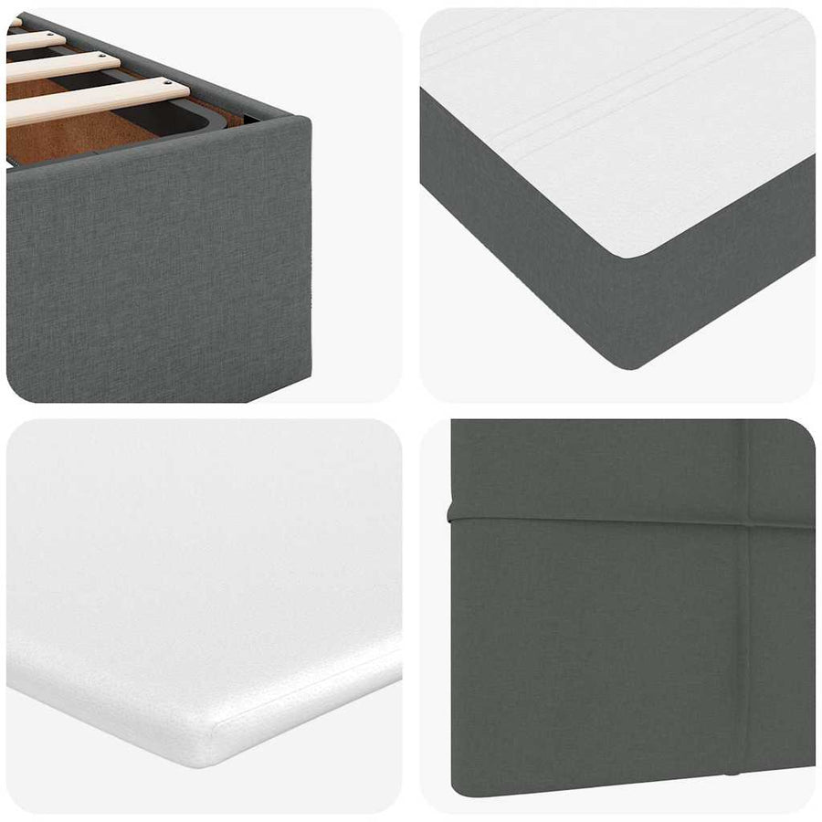 Ottoman bed met matrassen en LED's 200x200cm stof donkergrijs