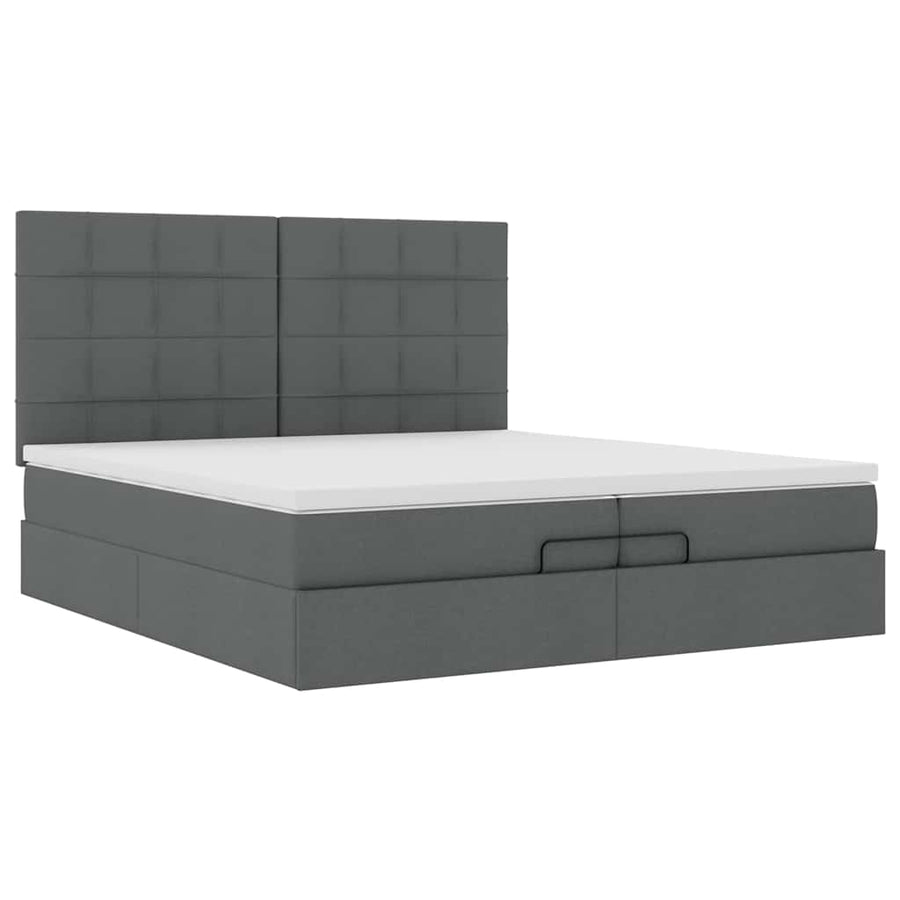 Ottoman bed met matrassen en LED's 200x200cm stof donkergrijs