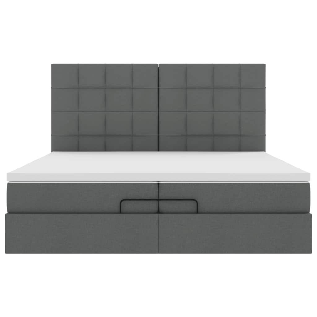 Ottoman bed met matrassen en LED's 200x200cm stof donkergrijs