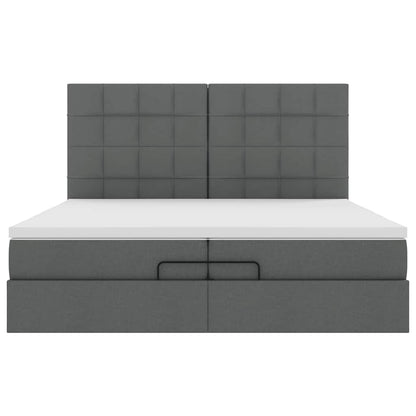 Ottoman bed met matrassen en LED's 200x200cm stof donkergrijs