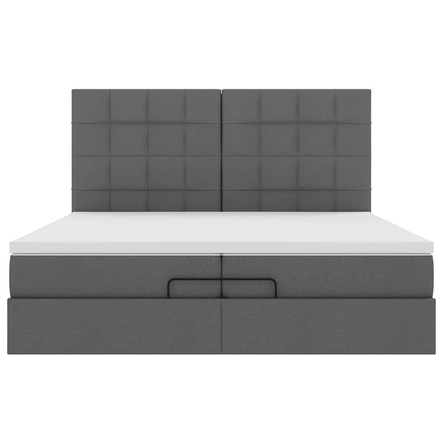 Ottoman bed met matrassen en LED's 200x200cm stof donkergrijs