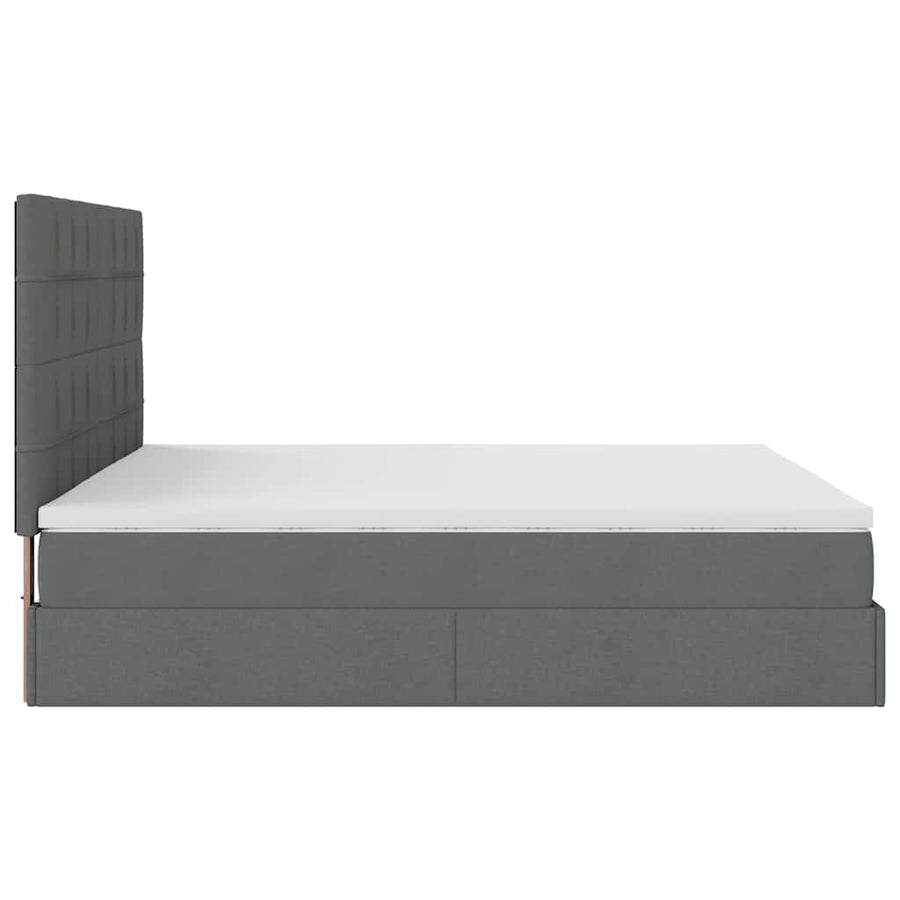 Ottoman bed met matrassen en LED's 200x200cm stof donkergrijs