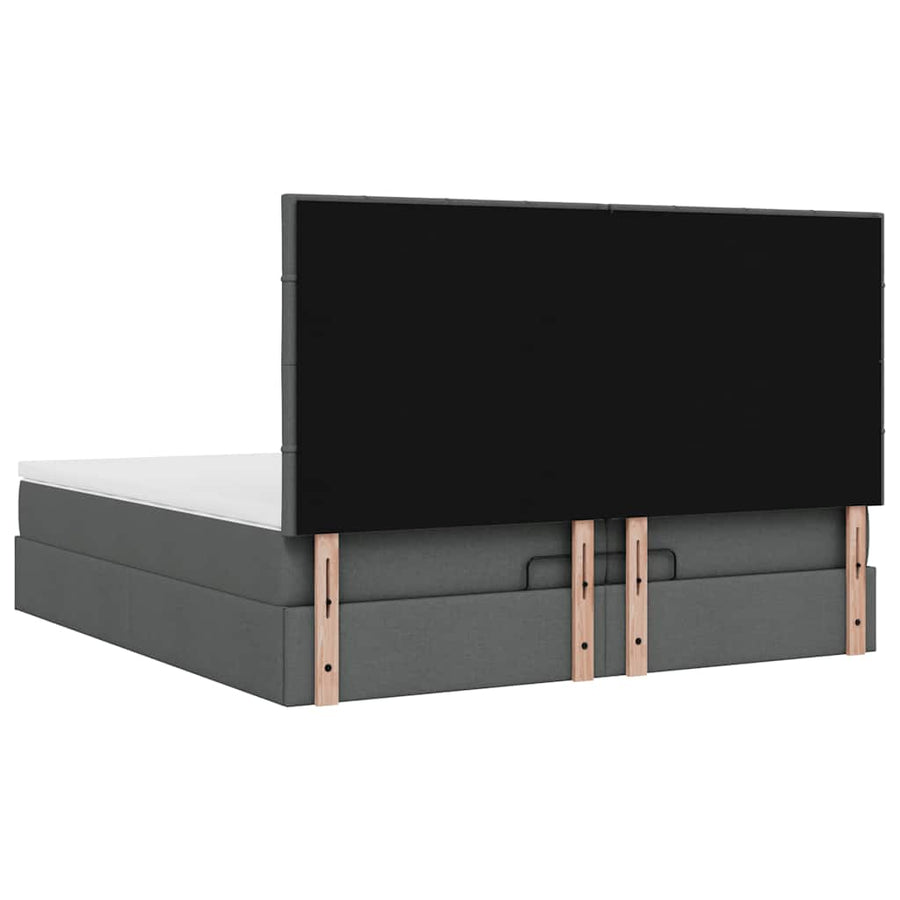 Ottoman bed met matrassen en LED's 200x200cm stof donkergrijs