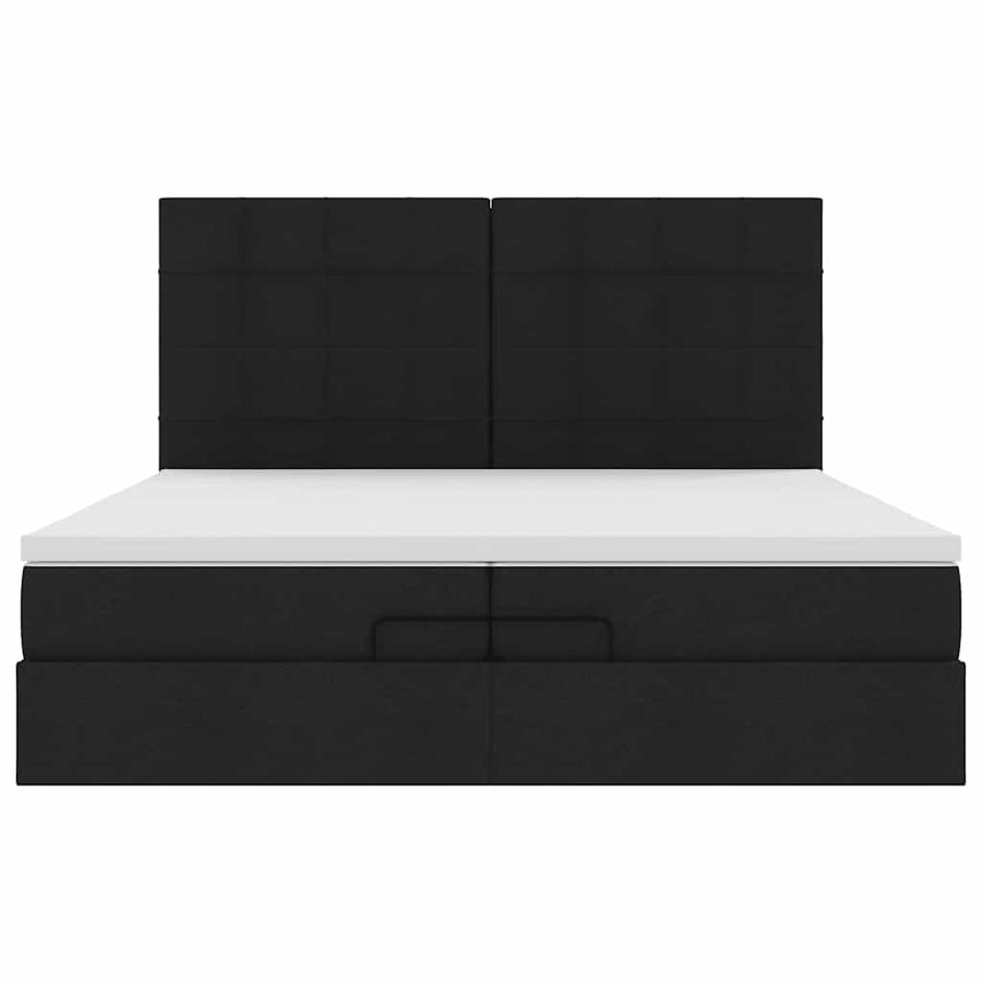 Ottoman bed met matrassen en LED's 200x200cm stof zwart