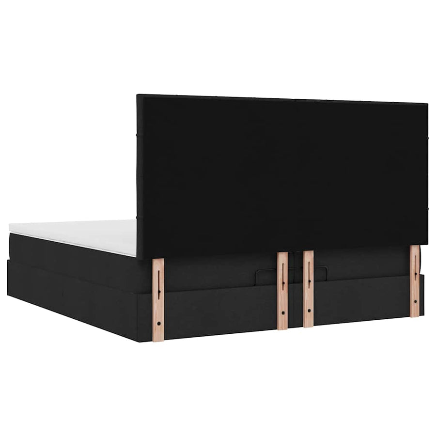 Ottoman bed met matrassen en LED's 200x200cm stof zwart