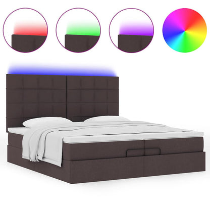 Ottoman bed met matrassen en LED's 200x200cm stof donkerbruin