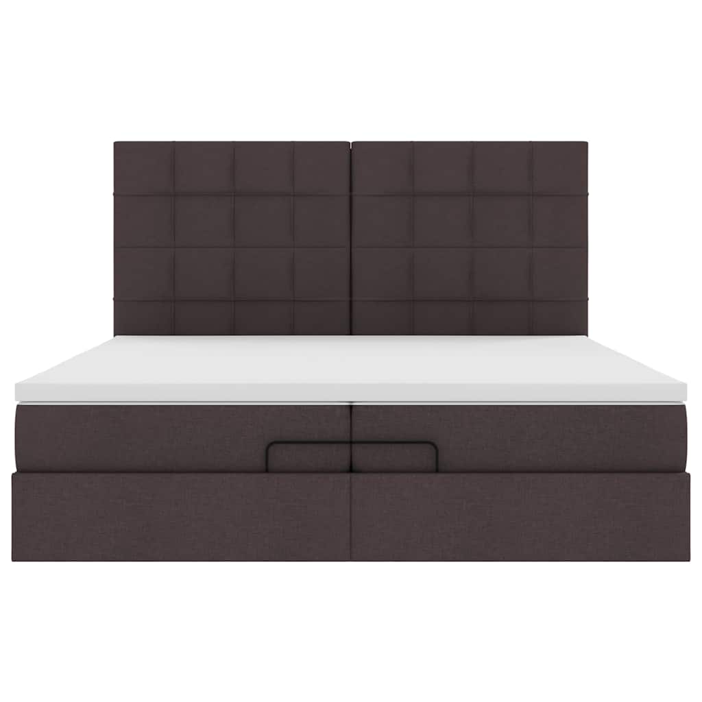 Ottoman bed met matrassen en LED's 200x200cm stof donkerbruin