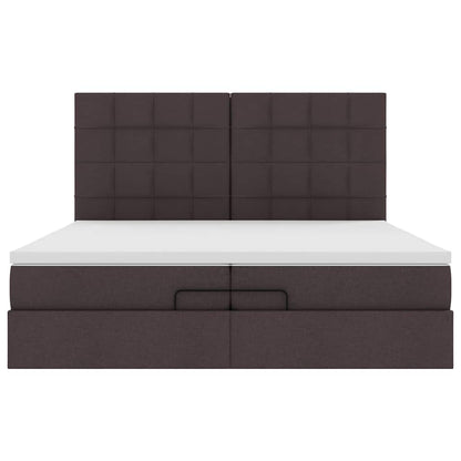 Ottoman bed met matrassen en LED's 200x200cm stof donkerbruin