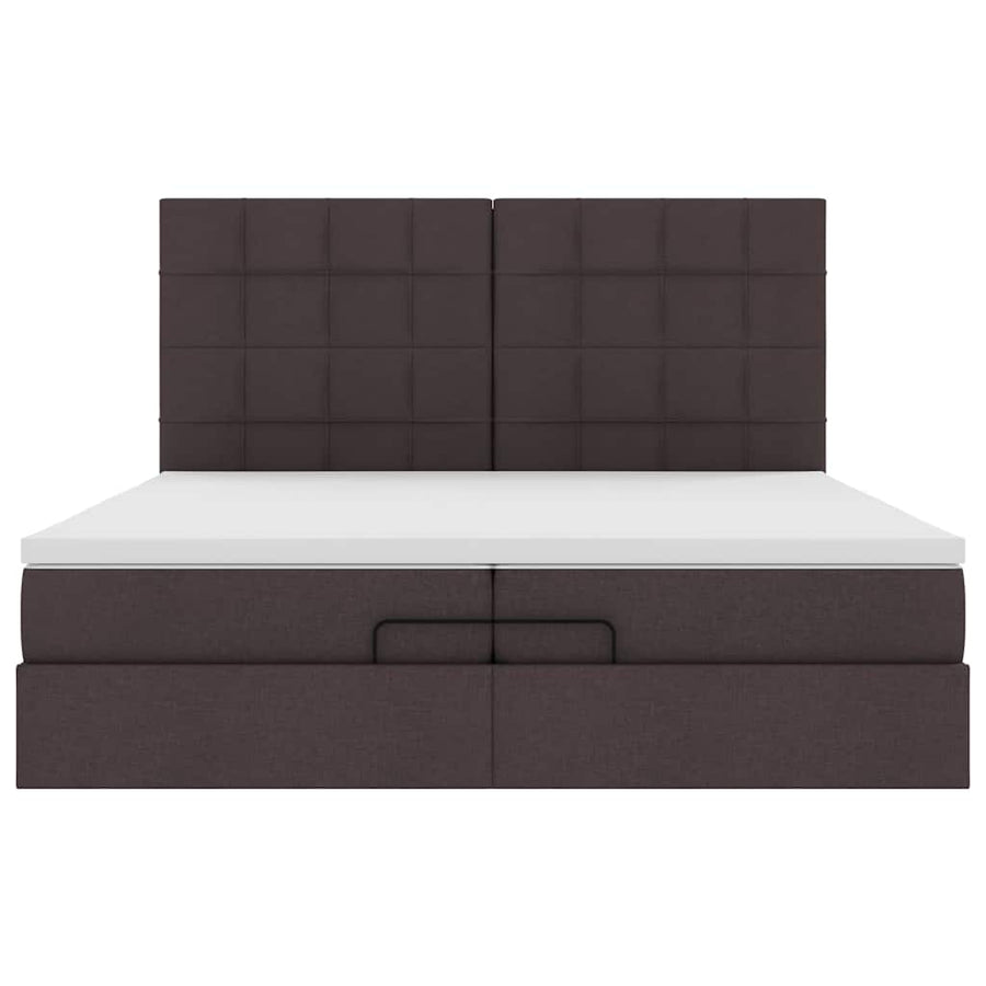 Ottoman bed met matrassen en LED's 200x200cm stof donkerbruin
