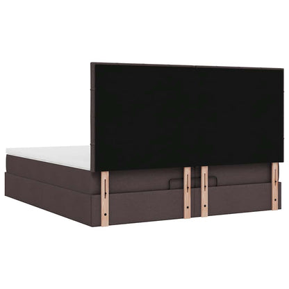 Ottoman bed met matrassen en LED's 200x200cm stof donkerbruin